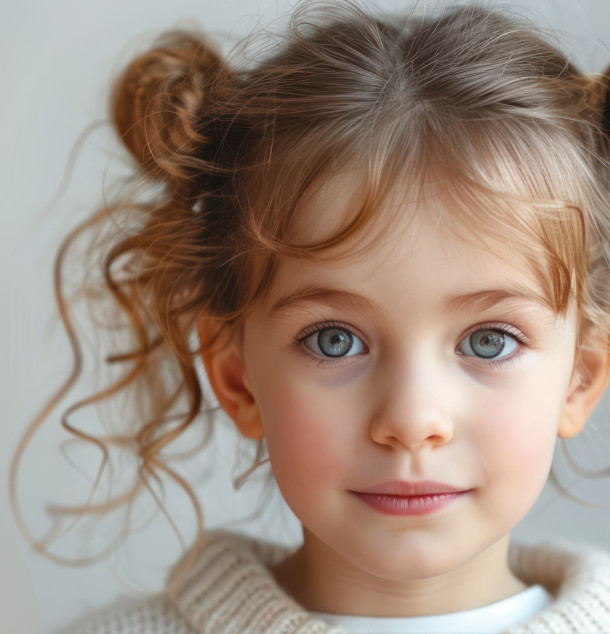 Gesicht eines jungen Mädchens mit angelegten Ohren